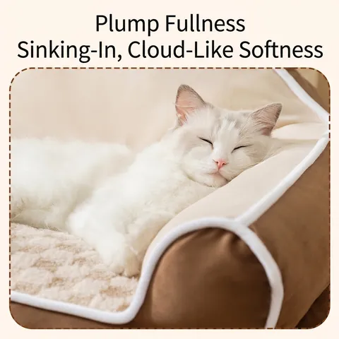 Haustier Sofa Bett Weicher Cord Plüsch Warm Für Den Winter Süßes Bärenohr Design Abnehmbar Waschbar Für Katzen Hunde