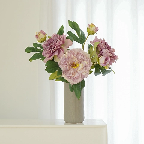 Fiore di Peonia Artificiale Rametto Semplice Finto Fiore di Seta Nordico Retro Decorazione Soggiorno Casa Composizione Floreale