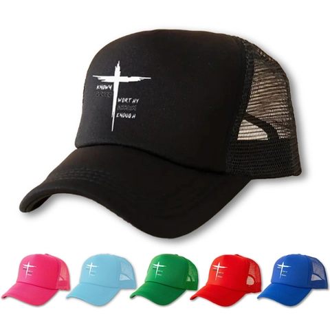 Cappello Trucker Con Stampa A Croce Cotone Mesh Traspirante Cappello Da Sole Parole Ispiratrici