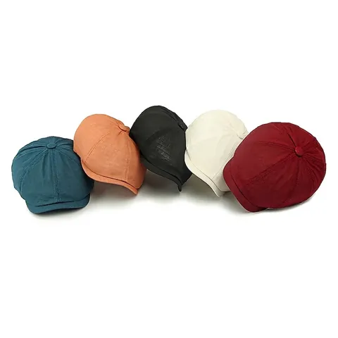 Retro Achthoekige Newsboy Pet Ademend Mesh Polyester Zomer Zonbescherming Verstelbaar Britse Stijl Baret Hoed