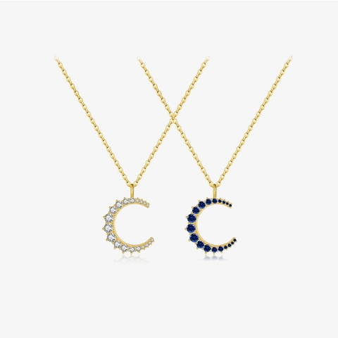 Crescent Moon Anhänger Halskette 925 Sterling Silber Zirkonia Eingelegt Eleganter Bankett Minimalistischer Schmuck Für Damen