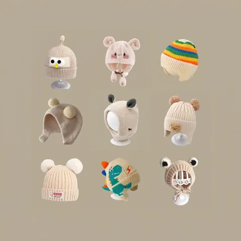 Cappello Invernale Lavorato a Maglia Per Bambini Protezione Per Le Orecchie Berretto Antivento Per Neonati Ragazzi Ragazze Design Animale