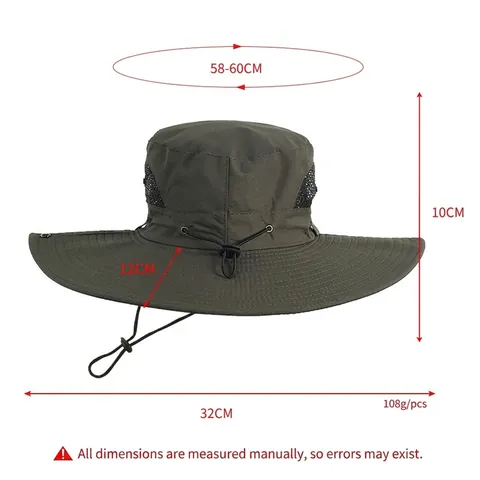 Cappello da Pescatore a Tesa Larga per Uomo Donna Protezione Solare Outdoor Escursionismo Pesca Impermeabile Traspirante Safari con Coulisse