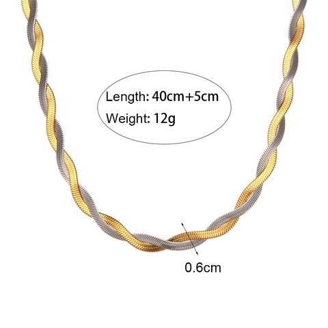 Set di Collana e Bracciale in Acciaio Inossidabile con Catena a Lisca di Pesce Placcato Oro 18K Doppia Catena a Serpente Gioielli Donna