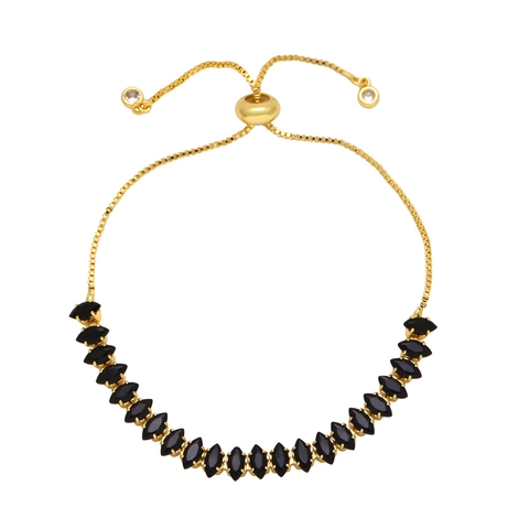Bracciale Regolabile In Zircone Taglio Marquise Rame Placcato Oro 18K Gioielli Geometrici Colorati Per Donna