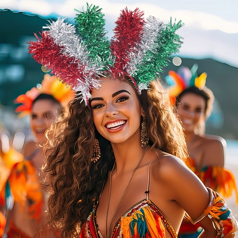 Cerchietto Mardi Gras Colorato Festone Esagerato Accessorio Costume per Carnevale Festa Sfilata Copricapo Unisex