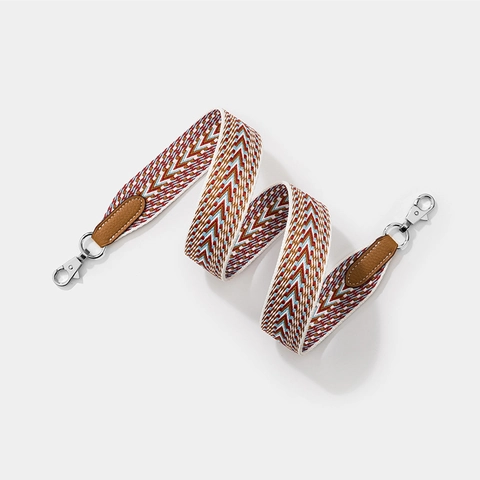 Wide Shoulder Bag Strap Woven Wax Thread And Cowhide Leather Replacement Belt Geometric Chevron Pattern For Handbags
