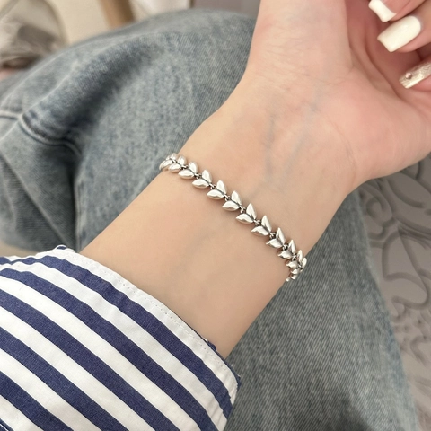 Mode Kupfer Weizenähre Spleißen Armband Halskette Versilbert Minimalistisch Hip Hop Schmuck Für Damen Accessoires