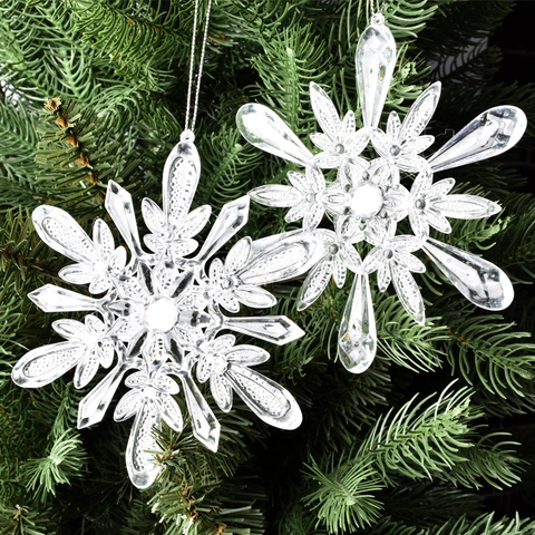 Adornos De Copos De Nieve De Navidad Acrílico Cristal Decoración Colgante Para Árbol Boda Fiesta Decoración Del Hogar
