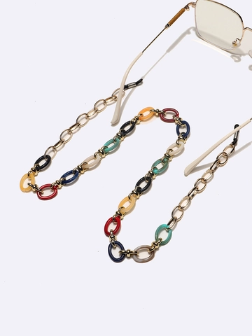 Colorful Acrylic Resin Eyewear Chain Multi-Color Linked Aluminum Alloy Anti-Slip Glasses Cord Strap Accessory