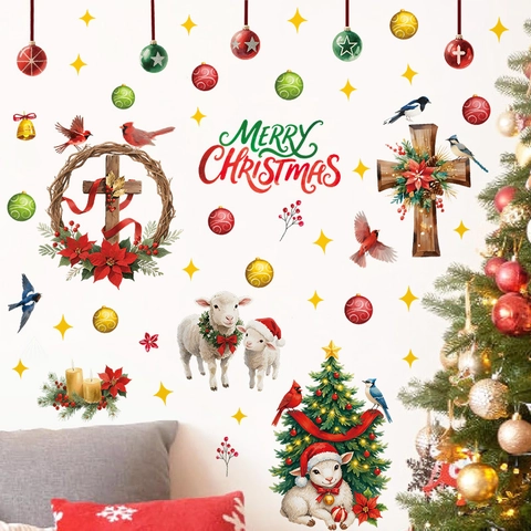 Weihnachts Wandaufkleber PVC Selbstklebend Abnehmbare Fensterbilder Feiertag Home Decor Cartoon Weihnachtsmann Rentier Schneemann