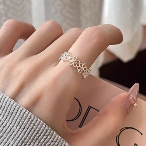 Hohlblumen Ring Kupfer Offen Verstellbar Minimalistischer Schmuck Für Frauen Eleganter Floral Zeigefinger Accessoire