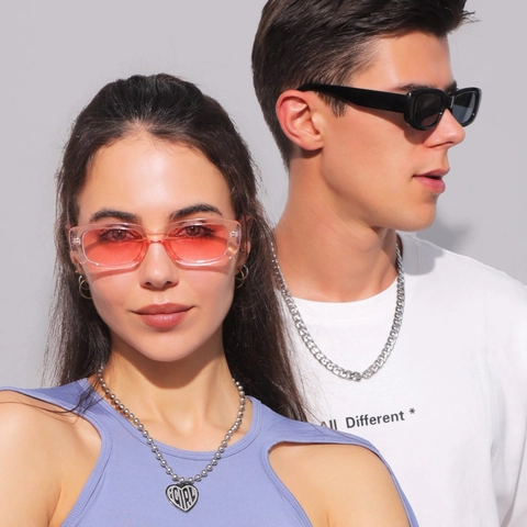 Occhiali Da Sole Rettangolari Retrò Montatura PC Lenti PC Protezione UV400 Vintage Y2K Street Style Per Donna Uomo