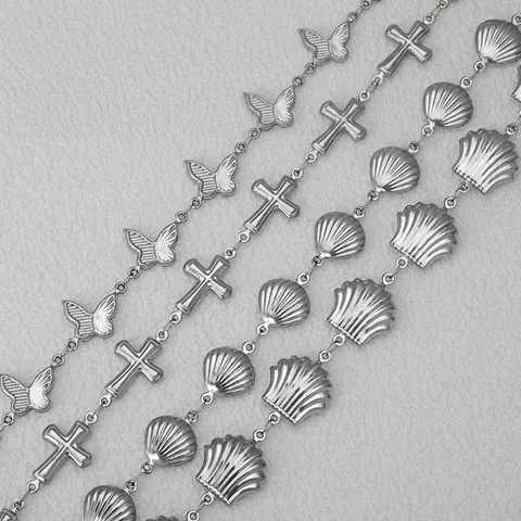 Catena Per Creazione Gioielli Fai Da Te In Acciaio Inossidabile Farfalla Croce Conchiglia Maglie Semilavorate Per Collane