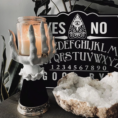 Portacandele Mano Di Strega Resina Gotica Scheletro Vassoio Palmo Per Esposizione Gioielli Decorazione Halloween