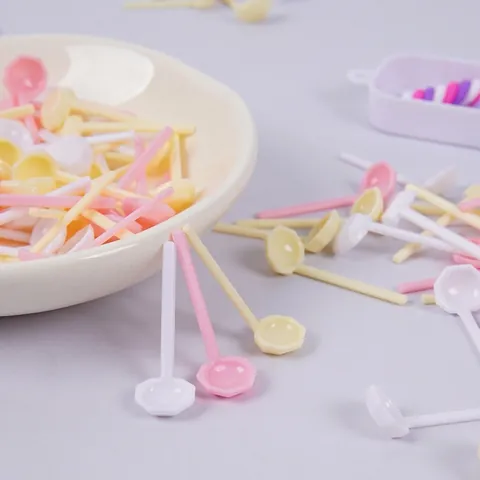 Miniature Plastic Spoon Dollhouse Kitchen Accessories Pretend Play Toy Macaron Color Small Model For DIY Craft