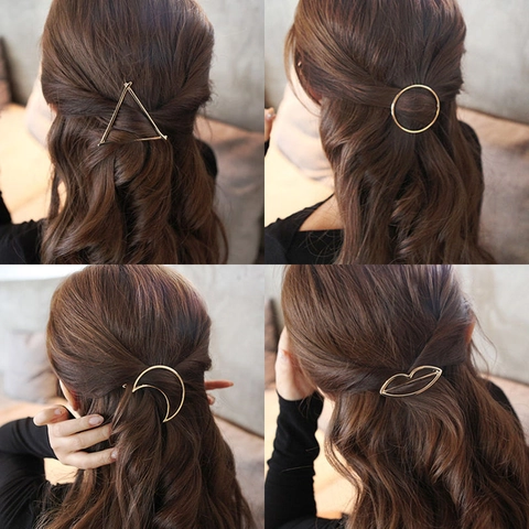 Minimalistische Geometrische Haarklem Zinklegering Hol Uit Goud Zilver Metaal Haarspeld Voor Dames Elegante Accessoires