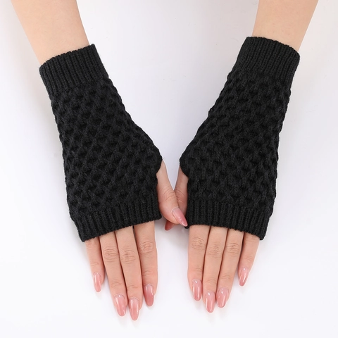 Guanti Senza Dita In Maglia Invernali Da Donna Caldi In Acrilico Motivo Pineapple Scaldamuscoli A Uncinetto Finti Manicotti