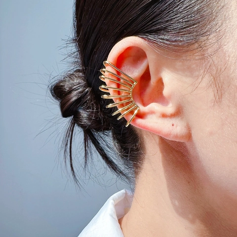 Ear Cuff A Spirale In Ottone Placcato Oro Senza Buco Minimalista Vuoto Geometrico Orecchini A Clip Per Donna