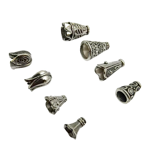 Vintage Antik Silber Legierung Perlenkappen Hohlblume Quasten Endkappen Für Schmuckherstellung DIY Armbänder Halsketten