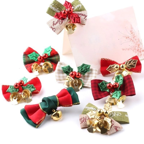 Mini Weihnachts Schleifen Mit Glocken Und Stechpalmenblättern Weihnachtsbaum Hängende Ornamente Stoff Karo Sackleinen Dekorative