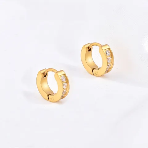 Edelstahl Creolen Für Frauen Mit Zirkonia Minimalistische Geometrische Huggie Ohrringe Gold Schmuck Geschenk