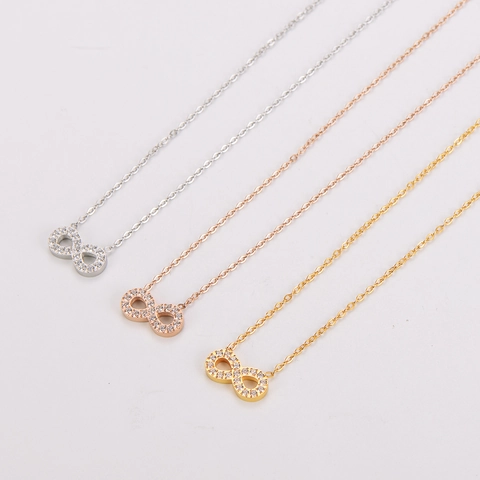 Collar Símbolo Infinito Acero Inoxidable 304 Circón Diamante Pequeño Cadena Clavícula Joyería Minimalista Tendencia Mujer