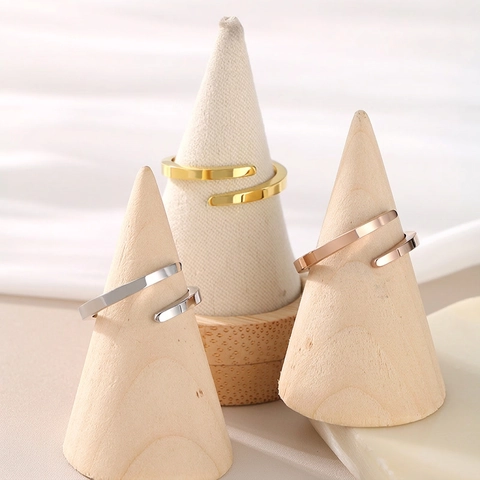 Anillo Abierto Geométrico Minimalista Acero Inoxidable Espiral Envolvente Joyería Pulida Regalo Para Mujer