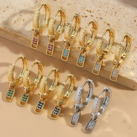 Creative Zipper Puller Hoop Earrings Copper Zirconia Inlaid Unique Geometric Dangle For Women Fashion Jewelry Gift