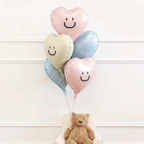 Smiley Face Heart Star Foil Balloons Vintage Colors Mylar Balloon For Birthday Party Wedding Decor Cute Ins Style