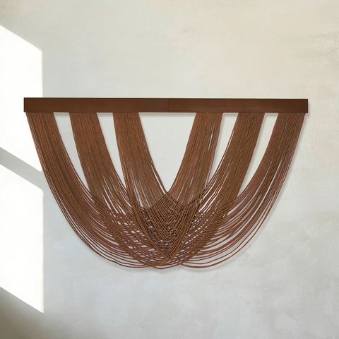Tapiz De Pared Macramé Cuerda De Algodón Hecha A Mano Con Varilla De Madera Decoración Boho Para Dormitorio Sala