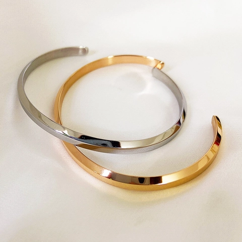 Geometrische Gefacetteerde Open Manchet Armband Roestvrij Staal Minimalistisch Hoogglans Mode C-Vormige Bangle Voor Dames