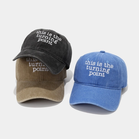Washed Cotton Baseball Cap With Letter Embroidery Retro Distressed Adjustable Dad Hat For Outdoor Casual Wear