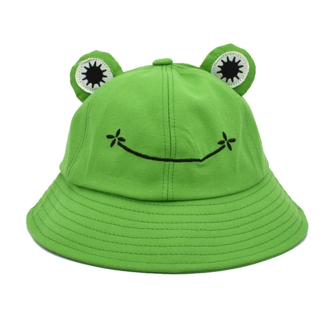 Cappello Alla Pescatora Rana Cotone Tesa Larga Protezione Solare All'Aperto Per Adulti Uomo Donna Stile Kawaii