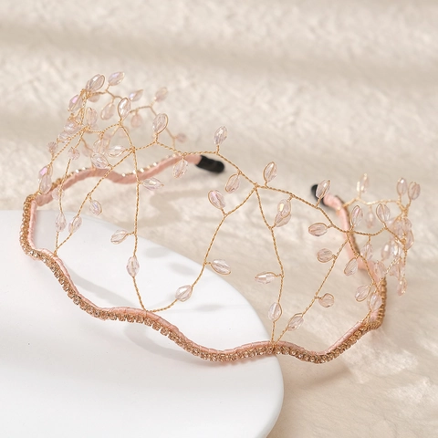 Fascia per Capelli in Rete con Cristallo Artificiale Fatta a Mano per Donna Diadema da Sposa Vintage Elegante Gioielli per Capelli con Strass