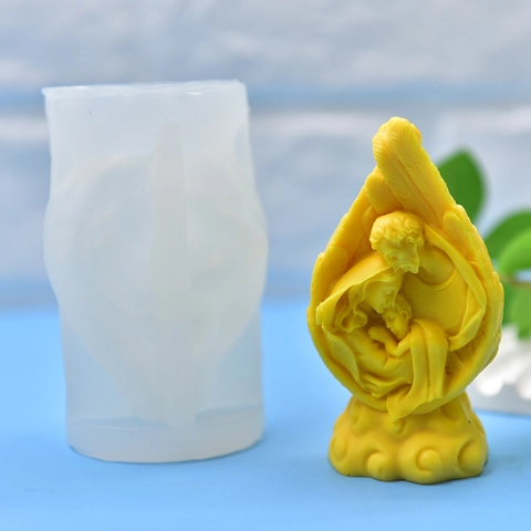 Angel Family Feather Sculpture Silicone Mold Embossed DIY Tool For Candle Soap Resin Plaster Fondant Craft