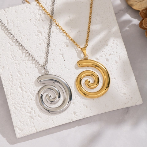 Collana Con Pendente A Spirale Acciaio Inossidabile 304 Impermeabile Ipoallergenico Vortice Geometrico Gioielli Da Donna