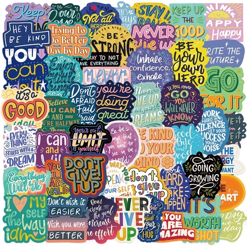 Inspirierende Englische Zitate Aufkleber Wasserdichtes PVC Cartoon Bunt Dekor Für Laptop Koffer Handyhülle