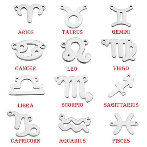 Sternzeichen Sternbild Anhänger 304 Edelstahl Pendants Verbinder Für DIY Armband Halskette Herstellung Spiegelpoliert