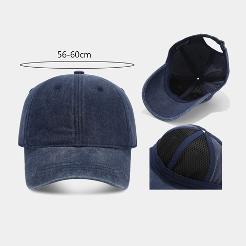 Washed Cotton Baseball Cap Vintage Distressed Style Solid Color Adjustable Sun Protection Outdoor Casual For Men Women