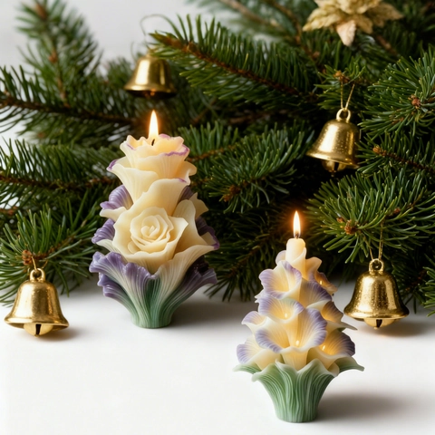 Silicone Christmas Tree Candle Mold Floral Calla Lily Rose DIY Handcrafted Home Decor Aroma Soap Resin Craft Making Tool