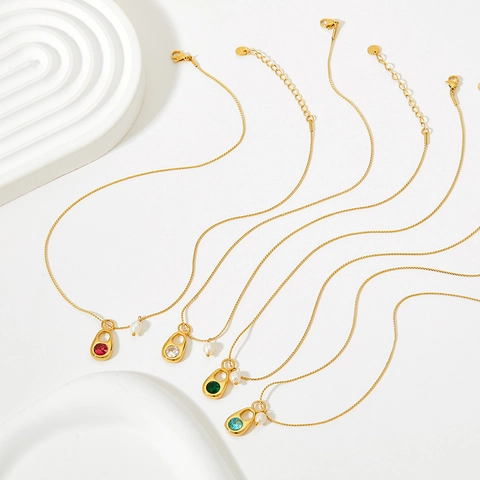 Collier Pendentif En Acier Inoxydable Avec Zircon Et Künstliche Perle Bijoux De Chaîne De Clavicule De Style Français Élégant