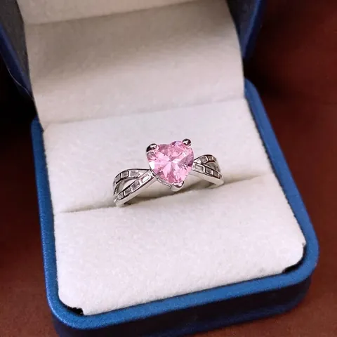 Anello Cuore Rame Rosa Zirconia Aperto Regolabile Fascia Intrecciata Vuota Gioielli Di Moda Per Donne