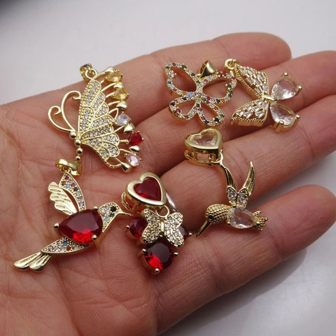 Animal Pendant Necklace Copper Micro Pave Zircon Butterfly Hummingbird Elephant Sea Turtle Jewelry For Women