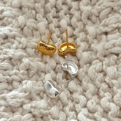 Orecchini A Lobo Fagiolo Argento Sterling 925 Lucido Gioielli Minimalisti Per Donna Stile Semplice