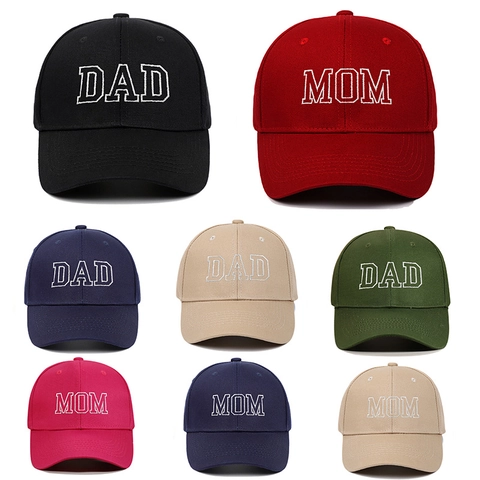 Embroidered DAD MOM Letter Cotton Baseball Cap Vintage Adjustable Sports Casual Peaked Sun Hat For Men Women
