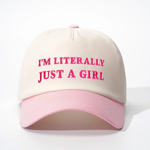 Casquette De Baseball Couleur Contrastée Polyester Réglable Inscription Brodée Just A Girl Protection Solaire Visière Incurvée Pour Femmes