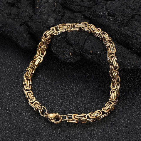 Pulsera De Cadena Bizantina Acero Inoxidable Estilo Hip Hop Punk Joyería Accesorio Para Hombres Mujeres