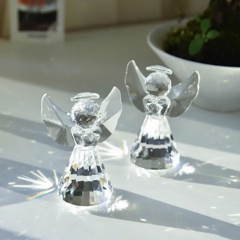 Crystal Angel Figurine Faceted K9 Glass Rainbow Suncatcher Decor For Christmas Birthday Wedding Gift Home Ornament