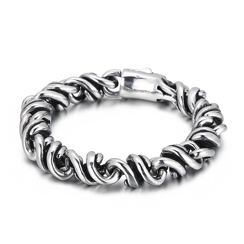 Pulsera De Cadena Trenzada Para Hombre Acero Inoxidable 316L Pulido Heavy Metal Estilo Punk Rock Con Cierre De Hebilla